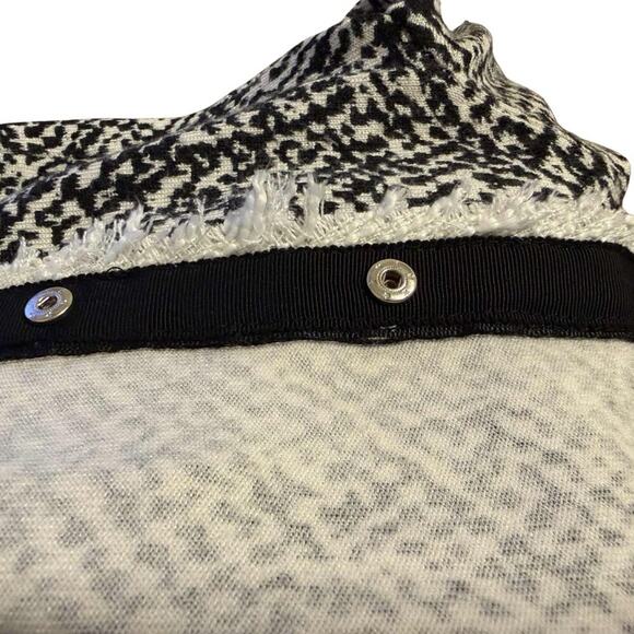 White House Black Market Beaded Fringe Cardigan | Black & White | Size L - Picture 5 of 9